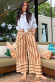 Bloc Stripe Wide Leg Pant Nutmeg & Cedar